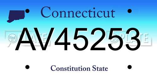 AV45253 Connecticut License Plate