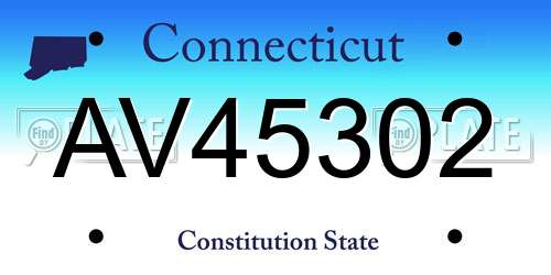 AV45302 Connecticut License Plate