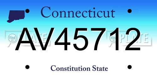 AV45712 Connecticut License Plate