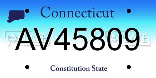 AV45809 Connecticut License Plate