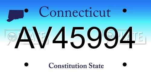 AV45994 Connecticut License Plate