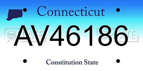 AV46186 Connecticut License Plate