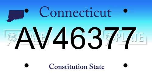 AV46377 Connecticut License Plate