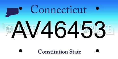 AV46453 Connecticut License Plate