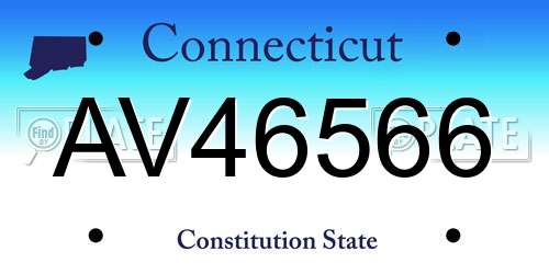 AV46566 Connecticut License Plate