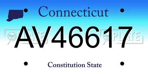 AV46617 Connecticut License Plate