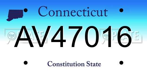 AV47016 Connecticut License Plate