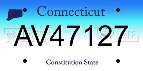 AV47127 Connecticut License Plate
