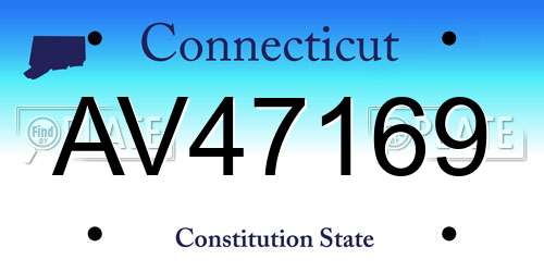 AV47169 Connecticut License Plate