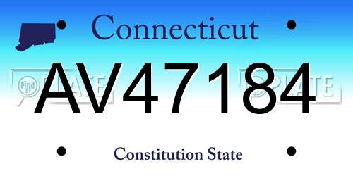 AV47184 Connecticut License Plate