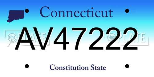 AV47222 Connecticut License Plate