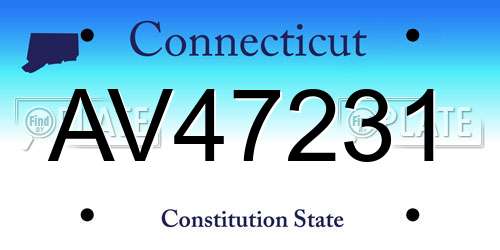 AV47231 Connecticut License Plate
