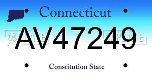 AV47249 Connecticut License Plate