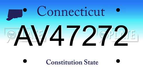AV47272 Connecticut License Plate
