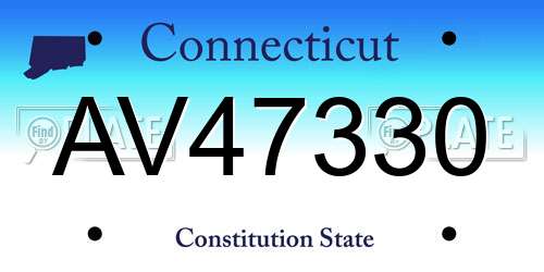 AV47330 Connecticut License Plate