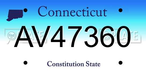 AV47360 Connecticut License Plate