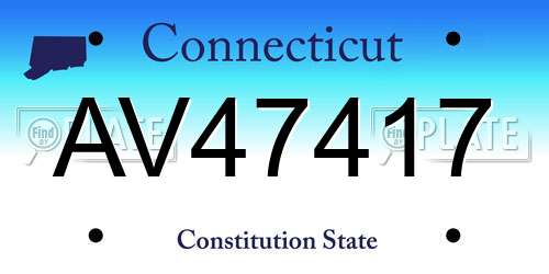 AV47417 Connecticut License Plate