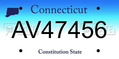 AV47456 Connecticut License Plate