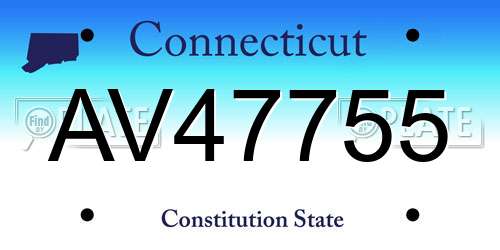 AV47755 Connecticut License Plate