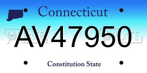 AV47950 Connecticut License Plate