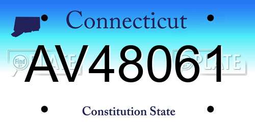 AV48061 Connecticut License Plate