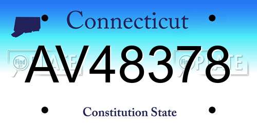 AV48378 Connecticut License Plate