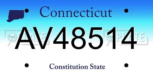 AV48514 Connecticut License Plate