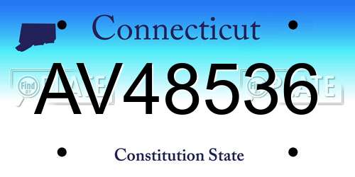 AV48536 Connecticut License Plate