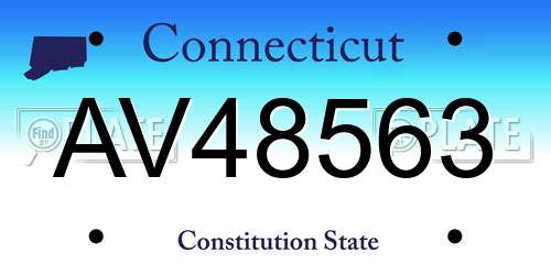 AV48563 Connecticut License Plate