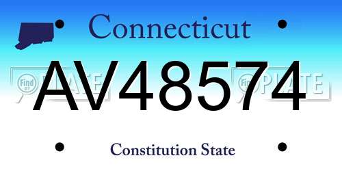 AV48574 Connecticut License Plate