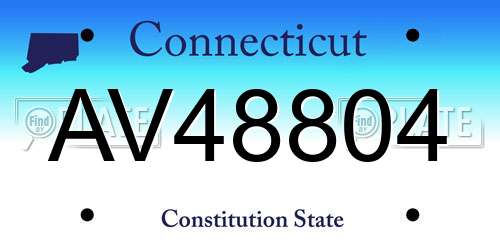 AV48804 Connecticut License Plate