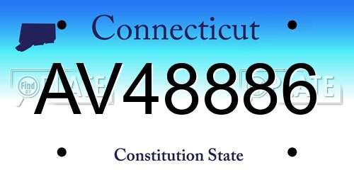 AV48886 Connecticut License Plate