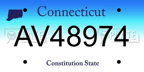 AV48974 Connecticut License Plate