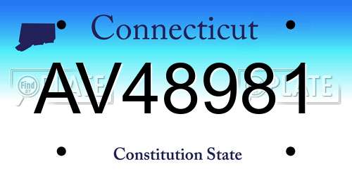 AV48981 Connecticut License Plate