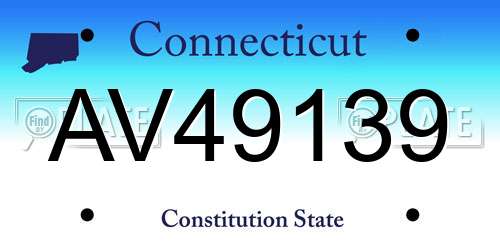AV49139 Connecticut License Plate