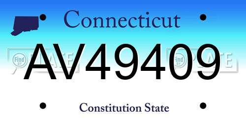 AV49409 Connecticut License Plate