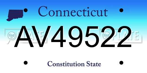 AV49522 Connecticut License Plate