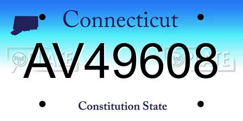 AV49608 Connecticut License Plate