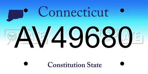 AV49680 Connecticut License Plate