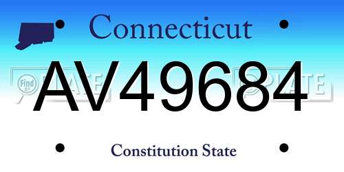 AV49684 Connecticut License Plate