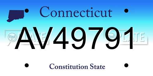 AV49791 Connecticut License Plate