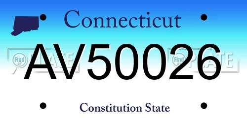 AV50026 Connecticut License Plate