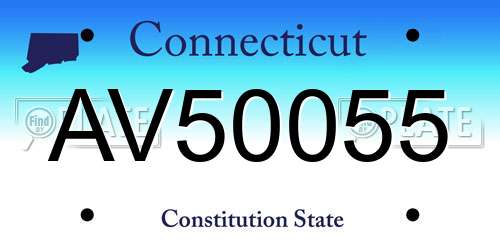 AV50055 Connecticut License Plate