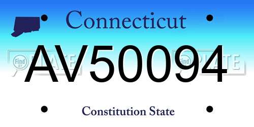 AV50094 Connecticut License Plate
