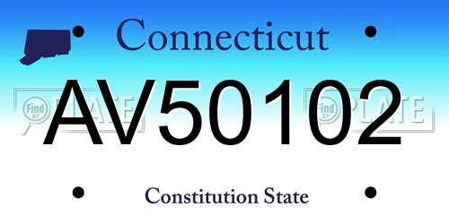AV50102 Connecticut License Plate