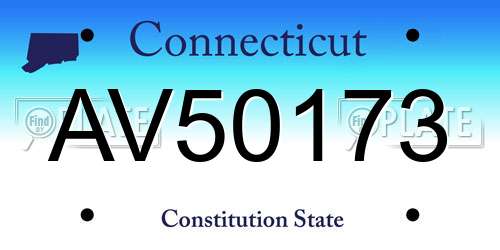 AV50173 Connecticut License Plate