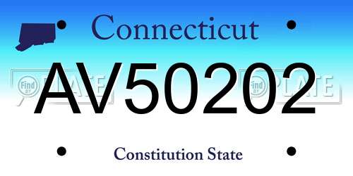 AV50202 Connecticut License Plate