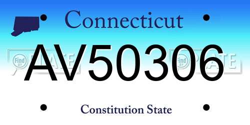 AV50306 Connecticut License Plate