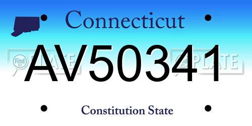 AV50341 Connecticut License Plate