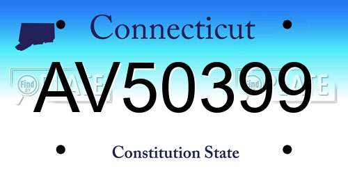 AV50399 Connecticut License Plate